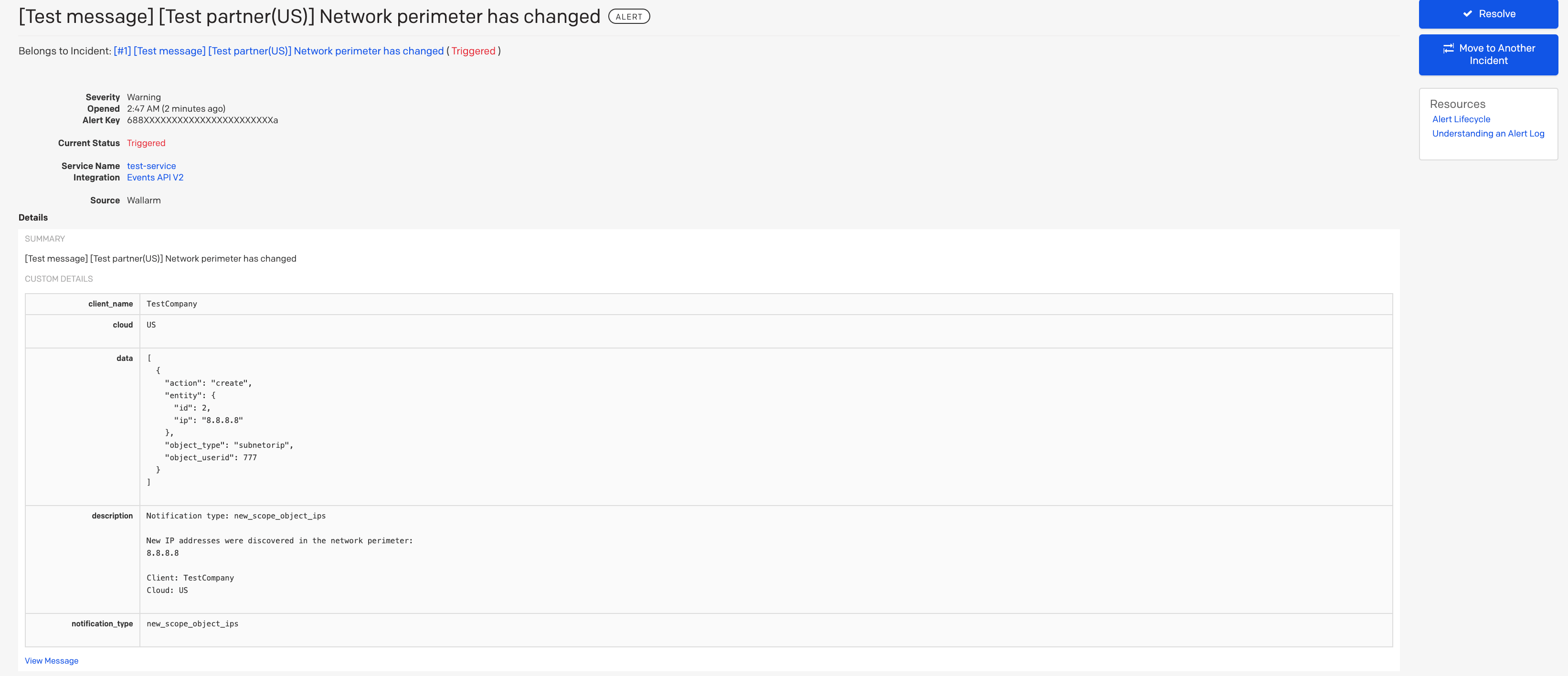 Test PagerDuty notification