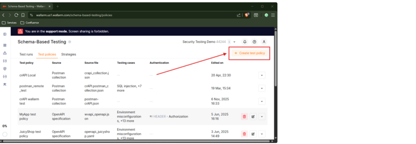 Schema-Based Testing - test policies list